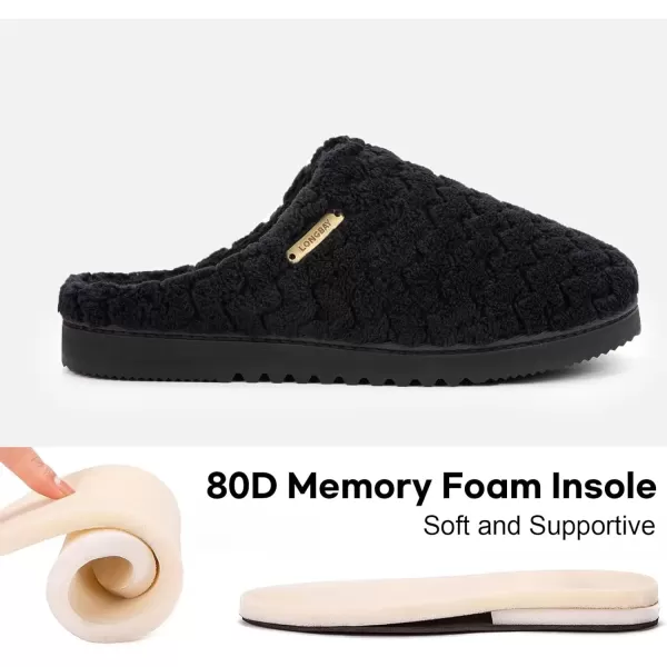 imageLongBay Womens SlipOn House Slippers Comfy Memory Foam Bedroom ShoesBlack