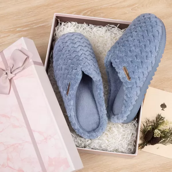 imageLongBay Womens SlipOn House Slippers Comfy Memory Foam Bedroom ShoesBlue