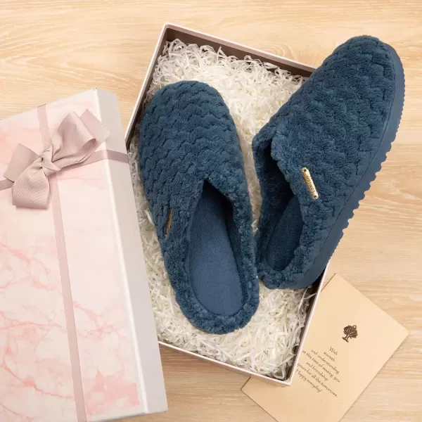 imageLongBay Womens SlipOn House Slippers Comfy Memory Foam Bedroom ShoesDark Blue