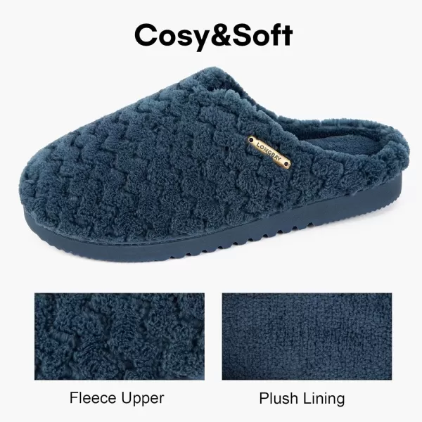 imageLongBay Womens SlipOn House Slippers Comfy Memory Foam Bedroom ShoesDark Blue