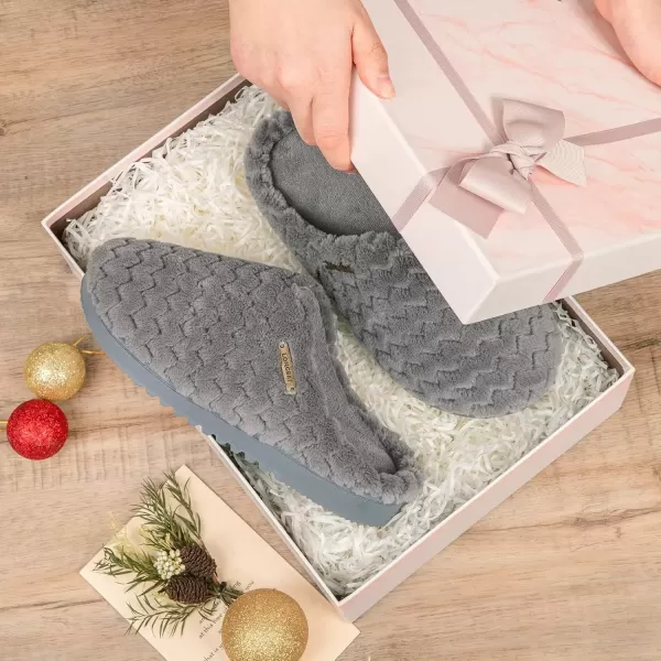 imageLongBay Womens SlipOn House Slippers Comfy Memory Foam Bedroom ShoesGrey