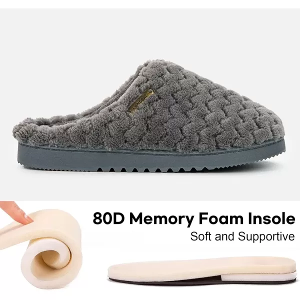 imageLongBay Womens SlipOn House Slippers Comfy Memory Foam Bedroom ShoesGrey