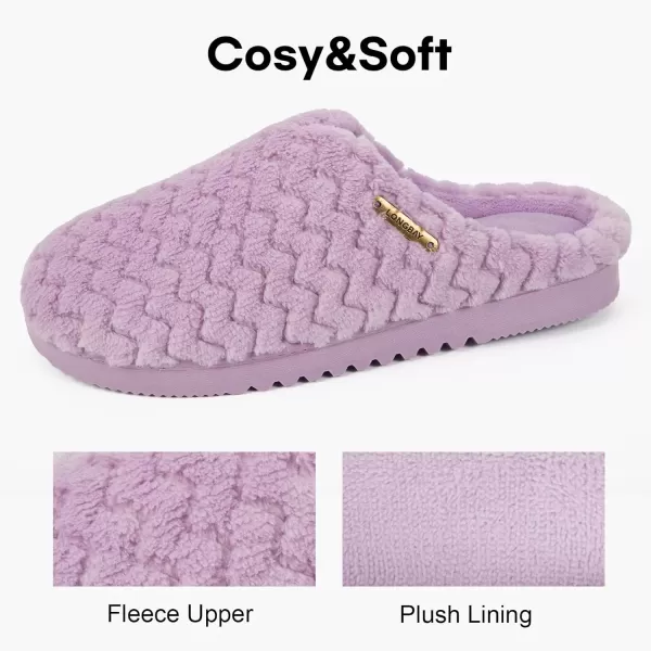 imageLongBay Womens SlipOn House Slippers Comfy Memory Foam Bedroom ShoesLight Purple