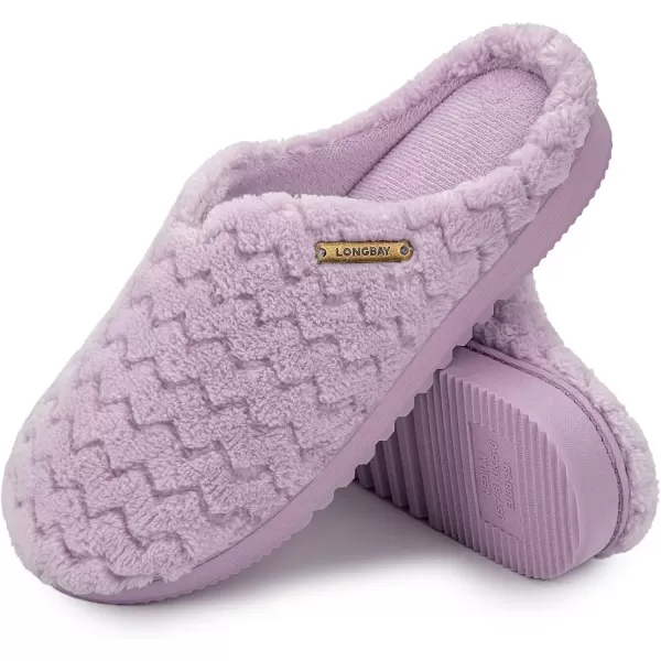 imageLongBay Womens SlipOn House Slippers Comfy Memory Foam Bedroom ShoesLight Purple