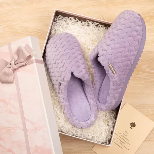 imageLongBay Womens SlipOn House Slippers Comfy Memory Foam Bedroom ShoesLight Purple