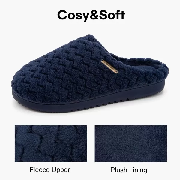 imageLongBay Womens SlipOn House Slippers Comfy Memory Foam Bedroom ShoesNavy Blue