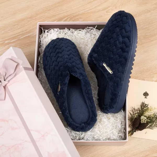 imageLongBay Womens SlipOn House Slippers Comfy Memory Foam Bedroom ShoesNavy Blue