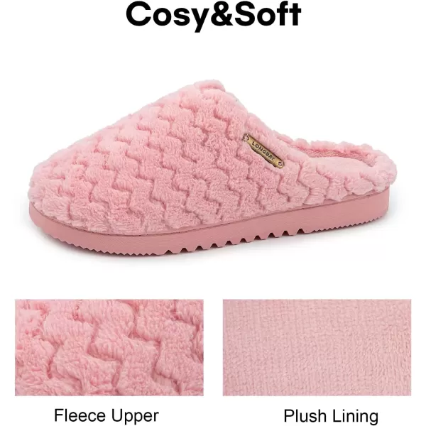 imageLongBay Womens SlipOn House Slippers Comfy Memory Foam Bedroom ShoesPink