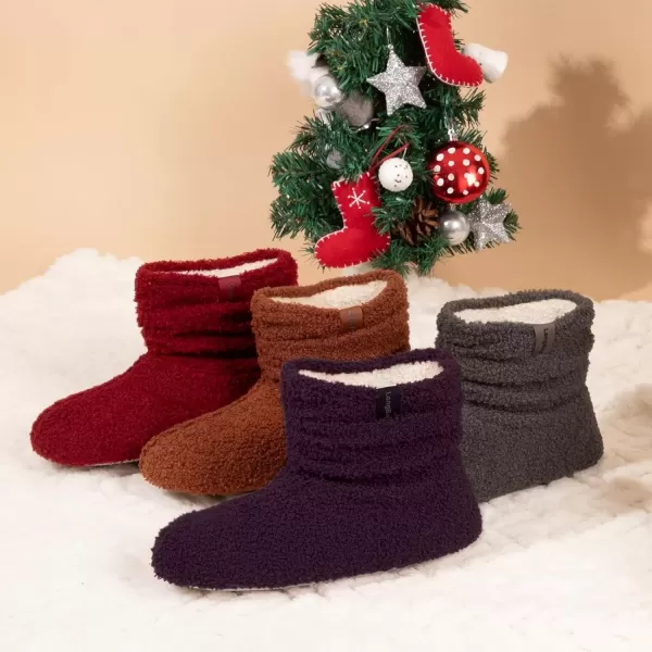 imageLongBay Womens Warm Curly Fur Bootie Slippers Comfy Plush Fleece Boots Memory Foam House ShoesBlack