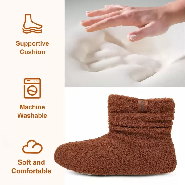 imageLongBay Womens Warm Curly Fur Bootie Slippers Comfy Plush Fleece Boots Memory Foam House ShoesCoffee
