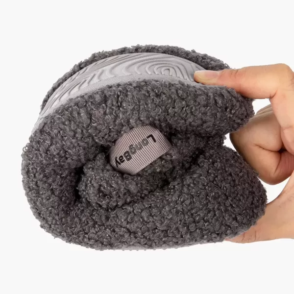 imageLongBay Womens Warm Curly Fur Bootie Slippers Comfy Plush Fleece Boots Memory Foam House ShoesGrey