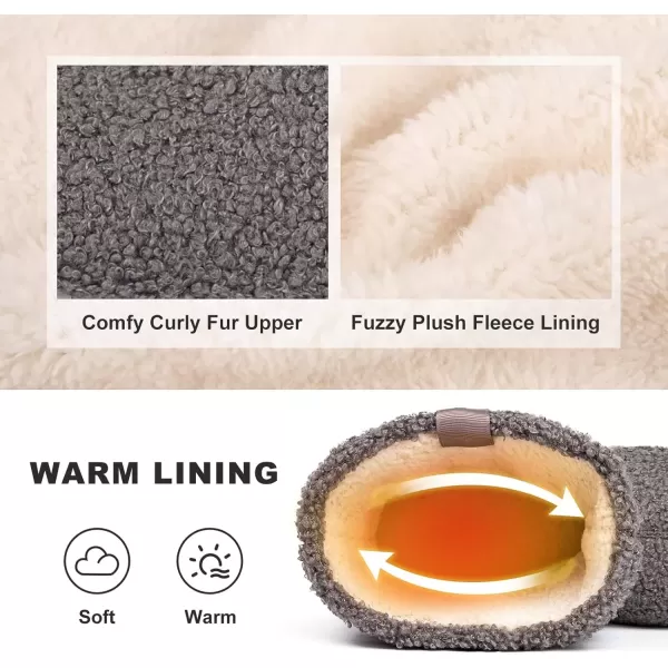 imageLongBay Womens Warm Curly Fur Bootie Slippers Comfy Plush Fleece Boots Memory Foam House ShoesGrey