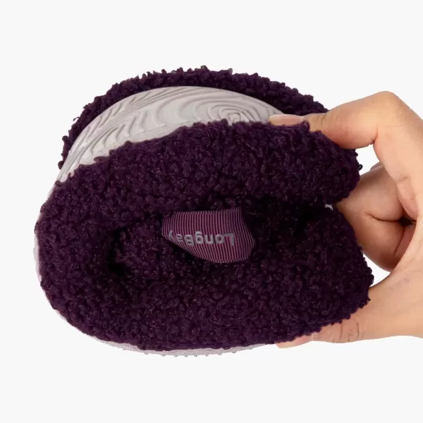 imageLongBay Womens Warm Curly Fur Bootie Slippers Comfy Plush Fleece Boots Memory Foam House ShoesPurple
