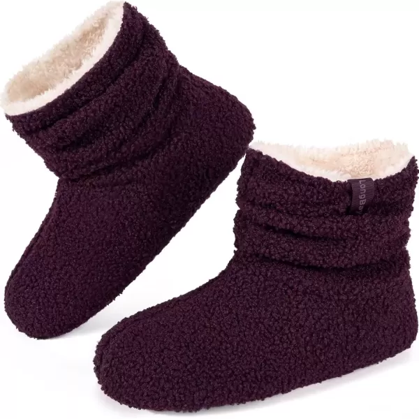 imageLongBay Womens Warm Curly Fur Bootie Slippers Comfy Plush Fleece Boots Memory Foam House ShoesPurple