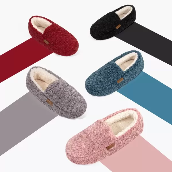 imageLongBay Womens Fuzzy Memory Foam Slippers Warm Cozy Shearling House Slippers for Ladies Supportive Slip on Indoor Home ShoesBlue