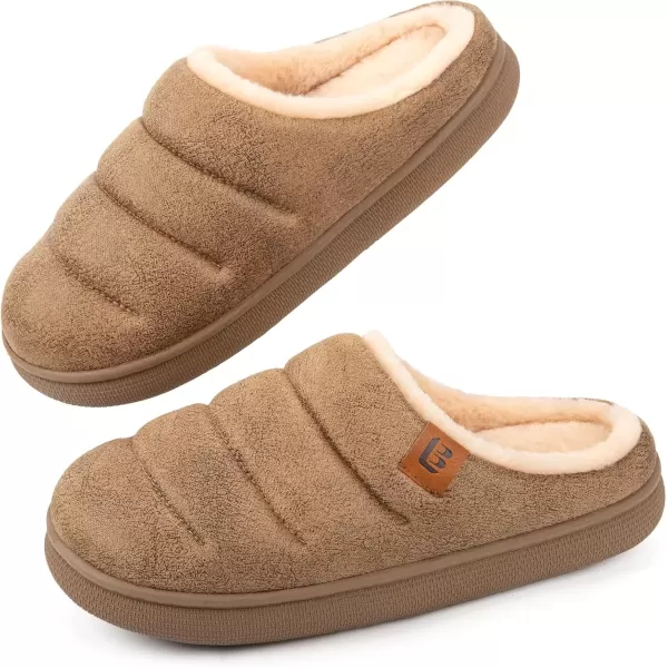 imageLongBay Womens House Slippers Microsuede UltraSoft Lightweight Memory Foam Warm Fuzzy Sherpa Bedroom Indoor ShoesSuede Camel