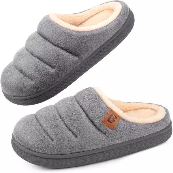 imageLongBay Womens House Slippers Microsuede UltraSoft Lightweight Memory Foam Warm Fuzzy Sherpa Bedroom Indoor ShoesSuede Grey