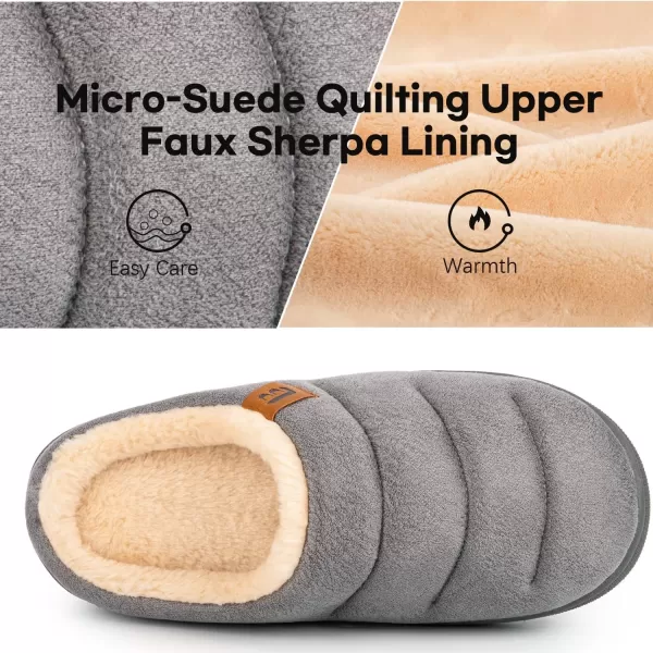 imageLongBay Womens House Slippers Microsuede UltraSoft Lightweight Memory Foam Warm Fuzzy Sherpa Bedroom Indoor ShoesSuede Grey