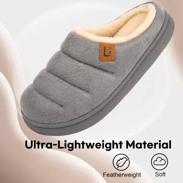 imageLongBay Womens House Slippers Microsuede UltraSoft Lightweight Memory Foam Warm Fuzzy Sherpa Bedroom Indoor ShoesSuede Grey
