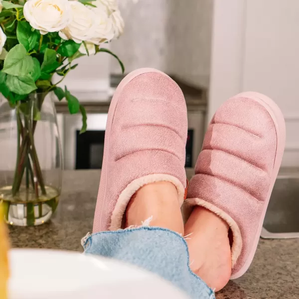 imageLongBay Womens House Slippers Microsuede UltraSoft Lightweight Memory Foam Warm Fuzzy Sherpa Bedroom Indoor ShoesSuede Pink