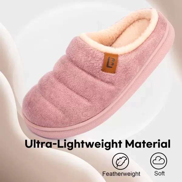 imageLongBay Womens House Slippers Microsuede UltraSoft Lightweight Memory Foam Warm Fuzzy Sherpa Bedroom Indoor ShoesSuede Pink