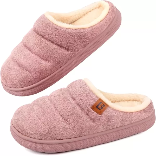 imageLongBay Womens House Slippers Microsuede UltraSoft Lightweight Memory Foam Warm Fuzzy Sherpa Bedroom Indoor ShoesSuede Pink