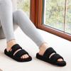 imageLongBay Slippers for Women Memory Foam Open Toe Slip On Bedroom Comfy House Shoes with DualStrapBlack
