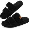 imageLongBay Slippers for Women Memory Foam Open Toe Slip On Bedroom Comfy House Shoes with DualStrapBlack
