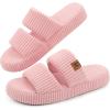 imageLongBay Slippers for Women Memory Foam Open Toe Slip On Bedroom Comfy House Shoes with DualStrapPink