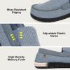 imageLongBay Mens Moccasin Slippers Cozy Memory Foam Waffle Knit Slip on House Shoes for Indoor OutdoorLight Blue