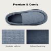 imageLongBay Mens Moccasin Slippers Cozy Memory Foam Waffle Knit Slip on House Shoes for Indoor OutdoorLight Blue