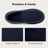 imageLongBay Mens Moccasin Slippers Cozy Memory Foam Waffle Knit Slip on House Shoes for Indoor OutdoorNavy Blue
