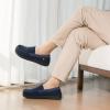 imageLongBay Mens Moccasin Slippers Cozy Memory Foam Waffle Knit Slip on House Shoes for Indoor OutdoorNavy Blue