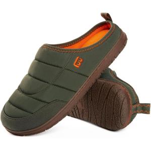 imageLongBay Mens Slip on Slippers TwoTone Indoor Outdoor House Shoes Memory Foam Camping Garden Down ClogsGreen