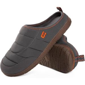 imageLongBay Mens Slip on Slippers TwoTone Indoor Outdoor House Shoes Memory Foam Camping Garden Down ClogsGrey