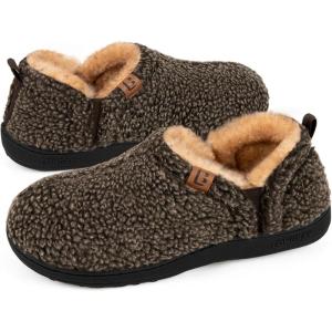 imageLongBay Mens Slippers Warm Bedroom House Shoes SlipOn Memory Foam Winter House Slippers for Indoor OutdoorLight Coffee