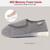 imageLongBay Womens Adjustable Slippers Memory Foam Cozy Wide Diabetic House Shoes Edema Orthopedic Neuropathy Indoor OutdoorFrench Grey