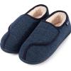 imageLongBay Womens Adjustable Slippers Memory Foam Cozy Wide Diabetic House Shoes Edema Orthopedic Neuropathy Indoor OutdoorNavy Blue