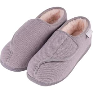 imageLongBay Womens Adjustable Slippers Memory Foam Cozy Wide Diabetic House Shoes Edema Orthopedic Neuropathy Indoor OutdoorGrey