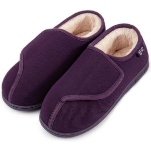 imageLongBay Womens Adjustable Slippers Memory Foam Cozy Wide Diabetic House Shoes Edema Orthopedic Neuropathy Indoor OutdoorPurple
