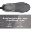 imageLongBay Mens Canvas Moccasin Slippers Slip on Memory Foam Clog House Shoes for Indoor OutdoorGrey