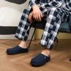 imageLongBay Mens Canvas Moccasin Slippers Slip on Memory Foam Clog House Shoes for Indoor OutdoorNavy Blue