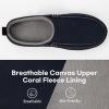 imageLongBay Mens Canvas Moccasin Slippers Slip on Memory Foam Clog House Shoes for Indoor OutdoorNavy Blue