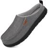 imageLongBay Mens Canvas Moccasin Slippers Slip on Memory Foam Clog House Shoes for Indoor OutdoorGrey