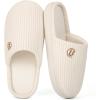 imageLongBay Womens Slippers Soft Comfy Memory Foam SlipOn Indoor House Shoes with NonSlip SoleWhite