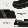 imageLongBay Mens Memory Foam Loafer Slippers Cozy Waffle Knit Slip on Moc House Shoes for Indoor OutdoorBlack