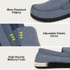 imageLongBay Mens Memory Foam Loafer Slippers Cozy Waffle Knit Slip on Moc House Shoes for Indoor OutdoorLight Blue