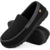 imageLongBay Mens Memory Foam Loafer Slippers Cozy Waffle Knit Slip on Moc House Shoes for Indoor OutdoorBlack