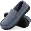 imageLongBay Mens Memory Foam Loafer Slippers Cozy Waffle Knit Slip on Moc House Shoes for Indoor OutdoorLight Blue