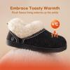 imageLongBay Womens Cozy Bootie Slippers Memory Foam Warm House Shoes with Fluffy Collar NonSlip Indoor OutdoorBlack